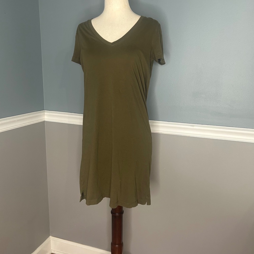 Madewell T-Shirt Dress V-Neck Casual Olive‎ Green XS